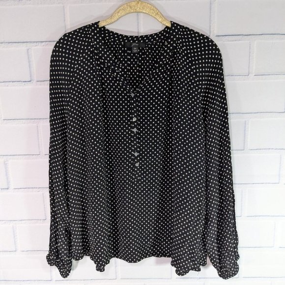 J. Crew Black and White Polka Dot Blouse - Picture 1 of 4